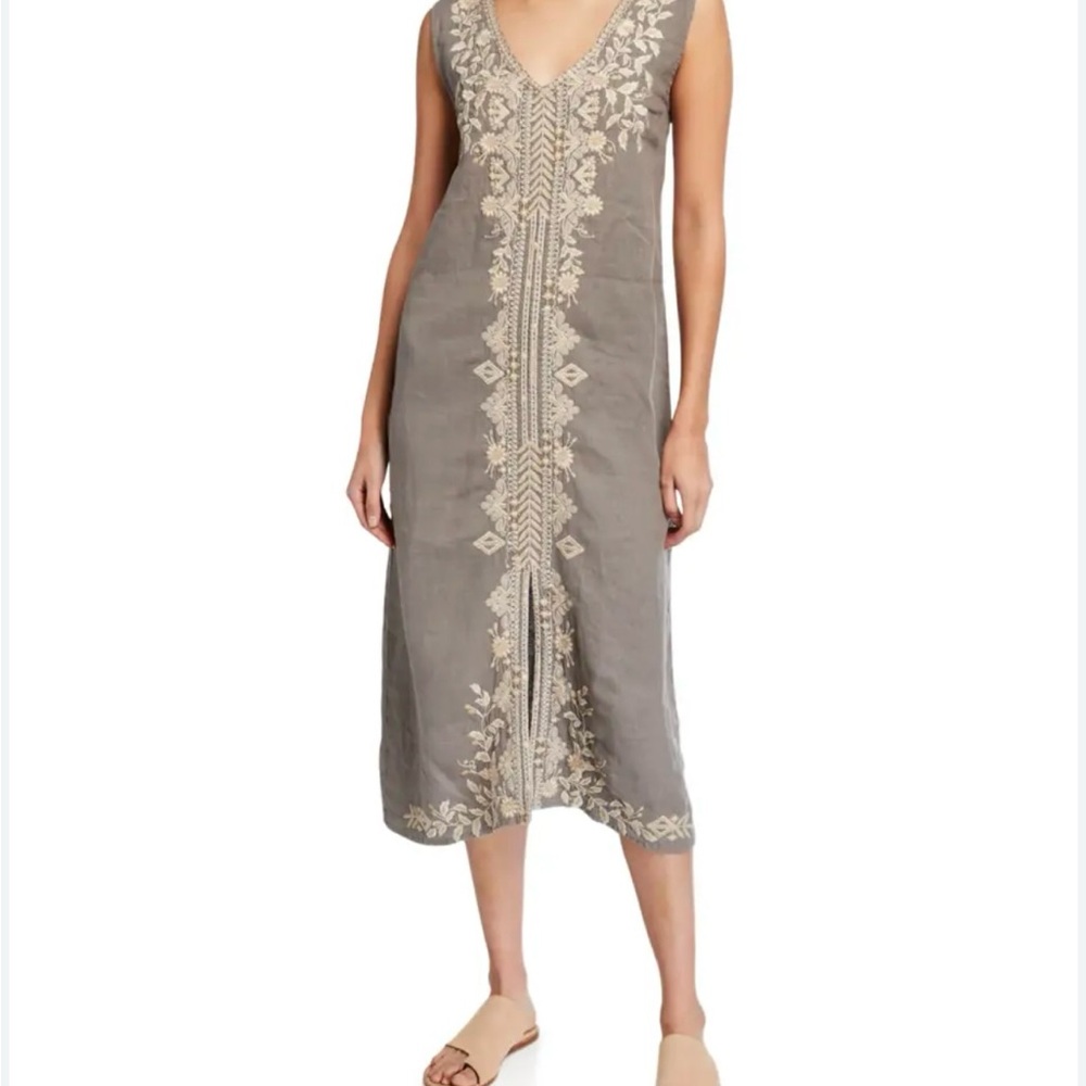 Johnny Was Kemi Embroidered Linen Tank Dress